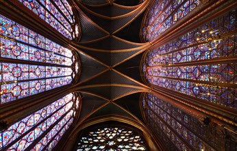 Stained glass windows of the upper chapel of Sainte Chapelle, Paris, France