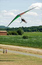 Hang glider coming in to land at an airshow in France