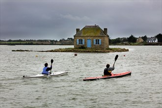 Two kayaks at Belz Saint-Cado, Brittany, France