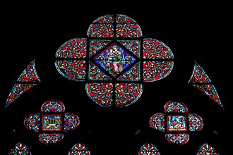 Pic by Mark Passmore/www.markpassmore.com Detail pic of a stained glass window inside the Notre Dame Cathedral, Paris.