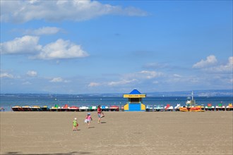 The man made beach at Excenevex in France on Lake Geneva