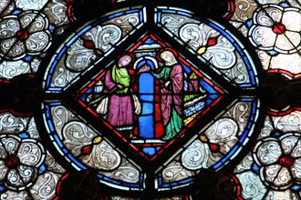 Stained glass window in La Sainte-Chapelle in Paris, France