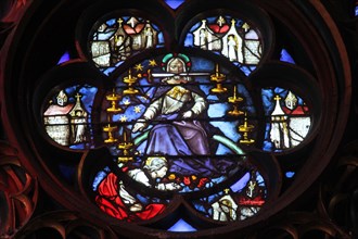 Stained glass window in La Sainte-Chapelle in Paris, France