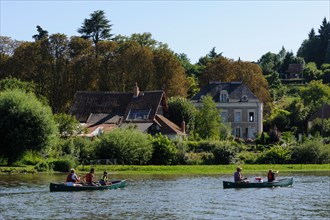 Canoeing on Cher river, Saint Aignan sur Cher, Loir et Cher, France