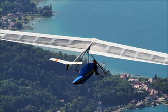 Hang glider above Lake Annecy in France