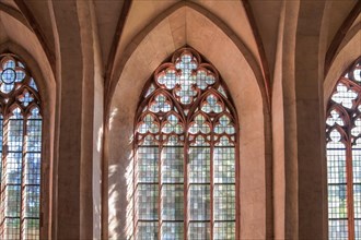 Stained glass windows in the Cistercian monastery Kiedrich, Rheingau, Hesse, Germany