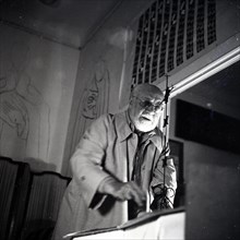 1951, historical, french artist Henri Matisse working on his designs for the Chappelle du Rosaire de Vence.