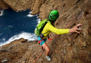 climbing at coastal rock Bec de l'Aigle, avdenture tour, France, Provence, Calanques National Park, La Ciotat