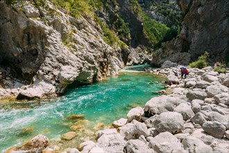 Mountain River. Scenic View Of Verdon River In France. Landscape, long Exposure. Nobody