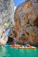 Swimming, rowing and kayaking at Lac de Sainte-Croix, Gorge du Verdon, Provence, France