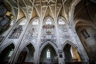 Interior of gothic style Lutheran Cathedral of Saint Mary in Historic Center of Sibiu city of Transylvania region, Romania