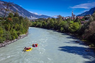 Rafting on the River Inn near Imst, Austria