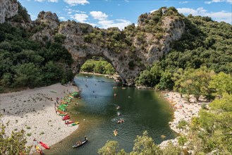 Vallon-Pont-d'Arc, Ardèche,  Rhône-Alpes, France, Europe. Pont d'Arc, landmark of the Gorges de l'Ardèche.