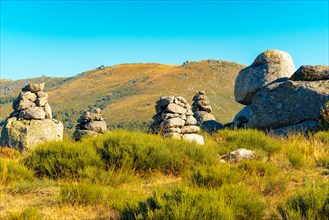 Granite formations near the hamlet of Finiels on the Robert Louis Stevenson Trail in the Cévennes, Lozère, France