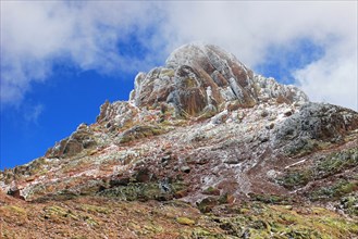 Snowcapped Paglia Orba Peak, 2525 masl, in the Golo Valley, Central Corsica, France, Europe