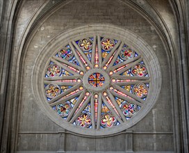 South rose window in Orléans cathedral, Centre-Val de Loire, France, Europe