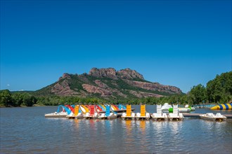 Landscape at the lake Arena with the rock of Roquebrune, Var, Provence-Alpes-Cote d`Azur, France, Europe