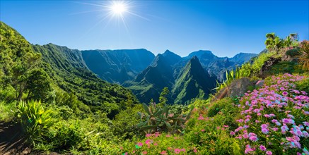 Panorama of Cirque de Mafate on the Island La Reunion, France