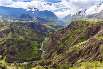 View of Cirque de Cilaos on island La Reunion