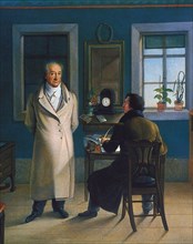 JOHANN WOLFGANG von GOETHE (1749-1832) German novelist,poet and statesman with his secretary painted by Johann Schmeller.