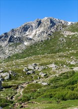 Beautiful mountain landscape during the GR20 hike in Corsica, France