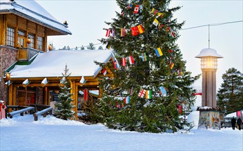 Santa Claus Village with Christmas tree in Lapland new