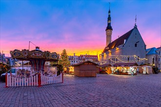 Central Town Hall Square in Christmas decoration. Tallinn. Estonia.