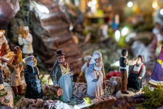 Traditional Provencal Christmas crib - Close up on Santons