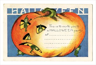 Vintage Halloween greeting card / postcard. Early 1900s. Invitation card.