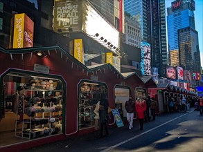 December 12, 2021, New York City, New York, United States: Holiday market stalls are being built at Times Square in New York City during the holiday season (Credit Image: © Ryan Rahman/Pacific Press v...