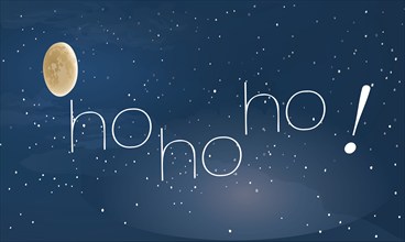 Christmas Illustration on abstract moon and stars background