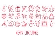 Christmas background with icons. Merry Christmas. Vector illustration