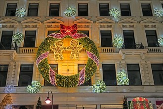 Christmas decoration and lights on building in Vienna,Austria