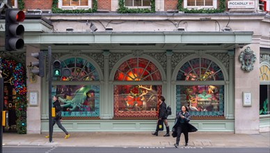 Fortnum & Mason, Piccadilly, London, UK. 5th Nov, 2024. Colourful seasonal Christmas 2024 window displays at Fortnums store. Credit: Malcolm Park/Alamy Live News