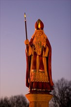 A statue of the saint Sinterklaas in amusement park the Efteling, Kaatsheuvel, Netherlands. Sinterklass brings joy to children