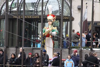 toy soldier in  Rockefeller Center in New York City at Christmas time.