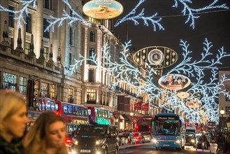 Christmas lights in Regent Street, London, England, UK