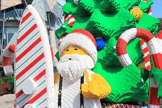 Christmas tree and Santa Claus made by Lego in Melbourne Australia.