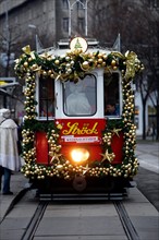 Specially decorated Christmas tram ride through the streets of Vienna