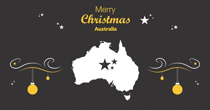 Merry Christmas Map Australia black