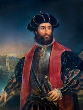 Vasco de Gama. Portrait of the Portuguese explorer, Vasco da Gama, 1st Count of Vidigueira (c. 1460–1524) by Antonio Manuel de Fonseca, oil on canvas, 19thC. Vasco de Gama was the first European to re...