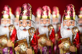 Close-up of Sinterklaas. Saint  Nicholas chocolate figurine of  Dutch character of Santa Claus