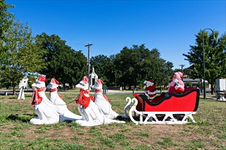 Christmas in Beaufort Victoria Australia.A Kangaroo Christmas Sled.Beaufort is a former 1850`s gold mining town.At the height of the goldrush there we