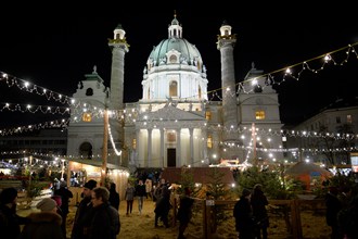 Christmas Market At Karlsplatz In Vienna