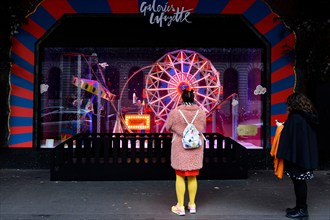 Christmas shop windows at Galeries Lafayette Haussmann, Paris 9th, France