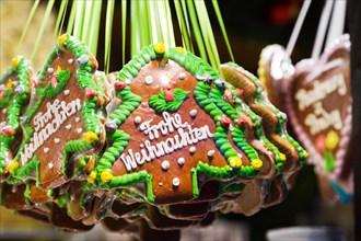 Prague Christmas market on Old Town Square. Traditional pumpernickel bread, gingerbread dessert