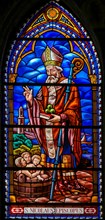 Stained Glass in the 13th Century Church of San Nicolas in Valencia, depicting Saint Nicholas of Bari