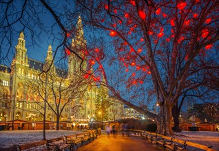 Vienna town hall at dusk