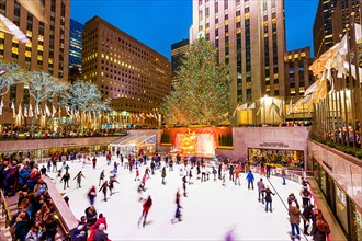 Christmas New York Rockefeller Plaza Ice Skating Rink Christmas Tree