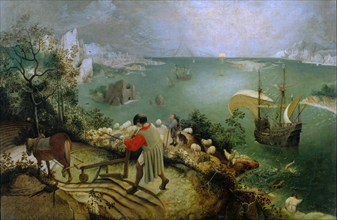 Landscape with the Fall of Icarus (Landschaft mit Sturz des Ikarus) (1558) Pieter Bruegel (Brueghel) the Elder (I) - High Quality and Resolution image